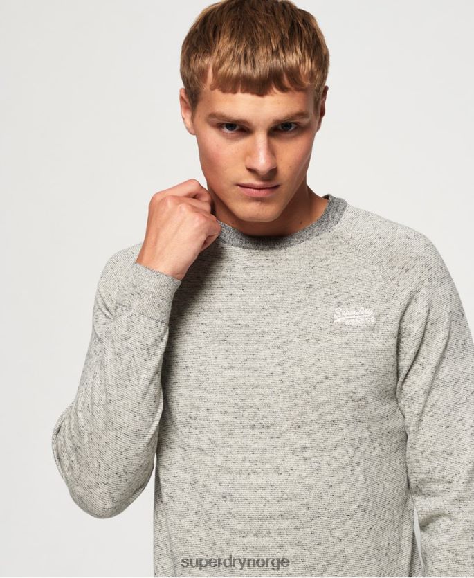 Superdry lysegrå klær 86P46D1369 genser i oransje etikett i bomull menn