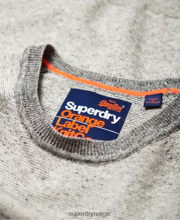 Superdry lysegrå klær 86P46D1369 genser i oransje etikett i bomull menn