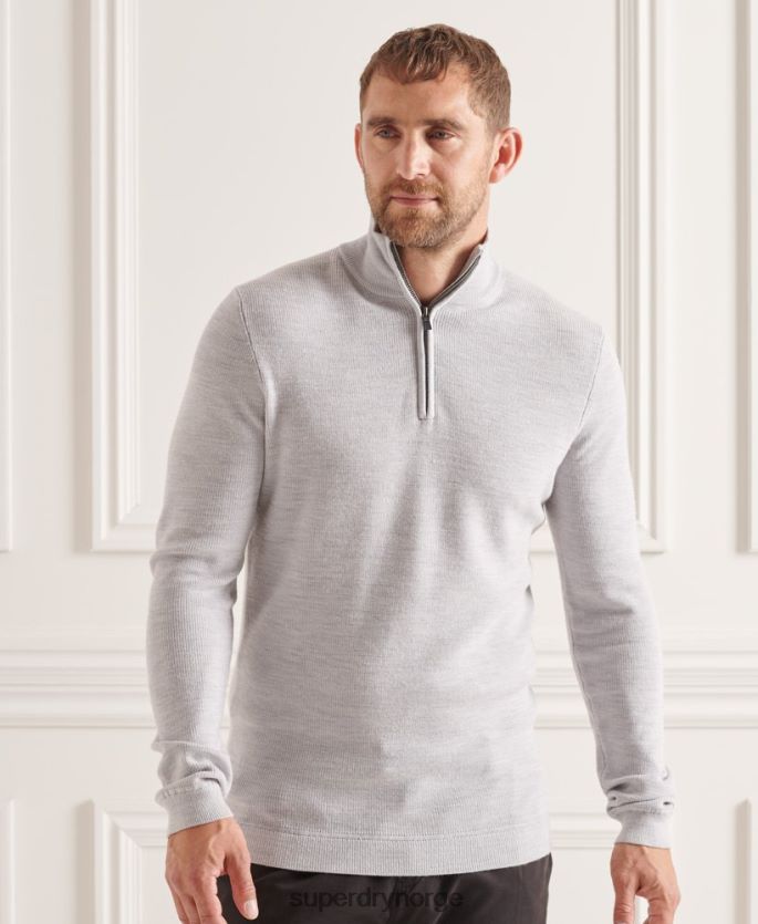Superdry lysegrå klær 86P46D5305 studios merino henley genser menn