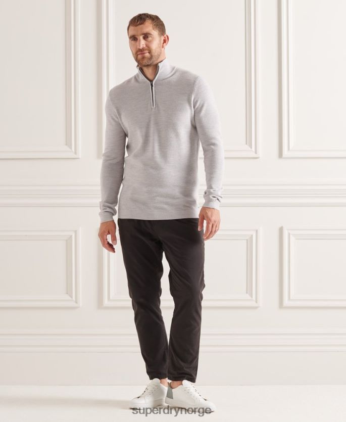 Superdry lysegrå klær 86P46D5305 studios merino henley genser menn