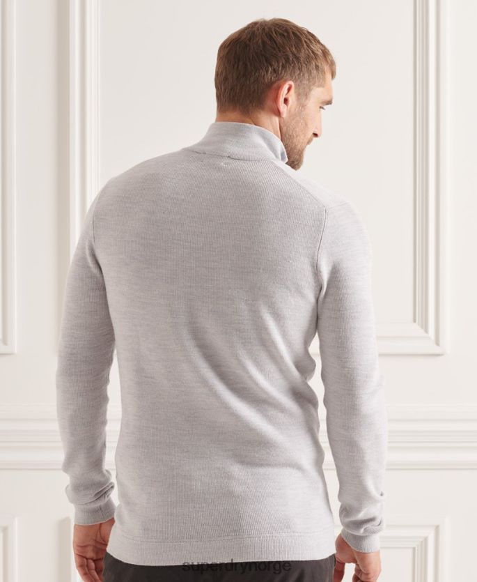 Superdry lysegrå klær 86P46D5305 studios merino henley genser menn