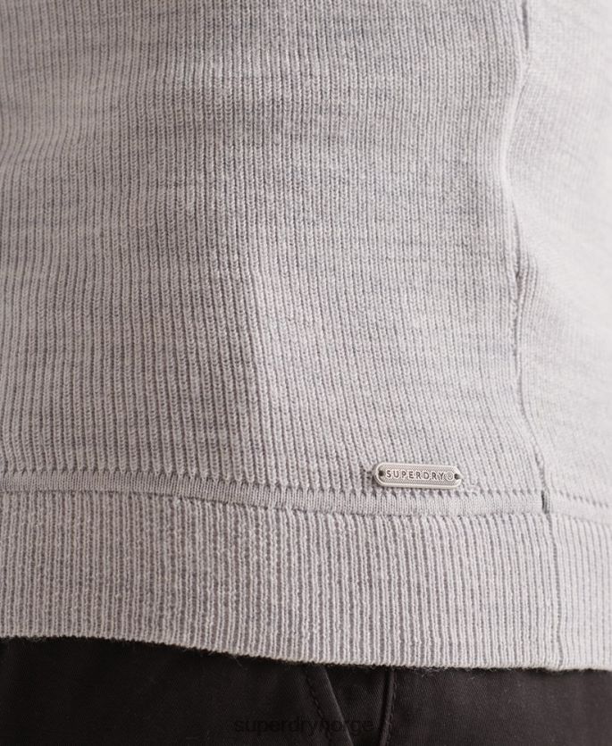 Superdry lysegrå klær 86P46D5305 studios merino henley genser menn