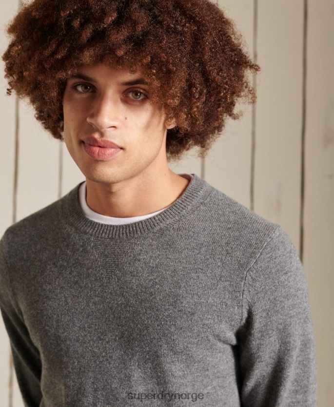 Superdry lysegrå klær 86P46D5315 lettvekts genser i lammeull menn