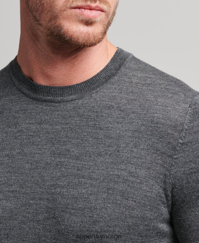Superdry mørk grå klær 86P46D1257 merino genser med rund hals menn