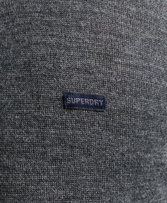 Superdry mørk grå klær 86P46D1257 merino genser med rund hals menn