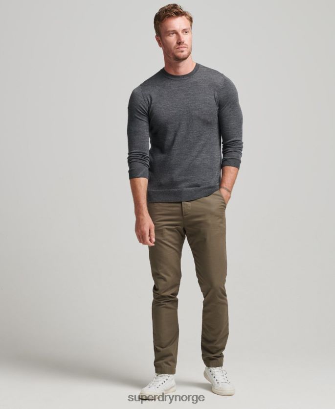 Superdry mørk grå klær 86P46D1257 merino genser med rund hals menn