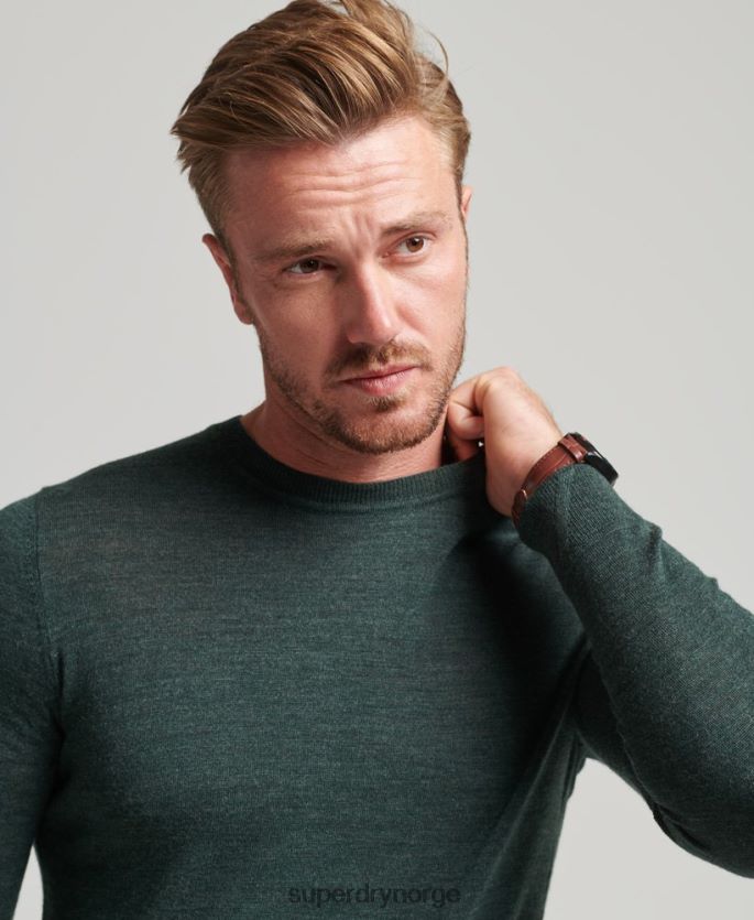 Superdry mørk grå klær 86P46D1271 merino genser med rund hals menn