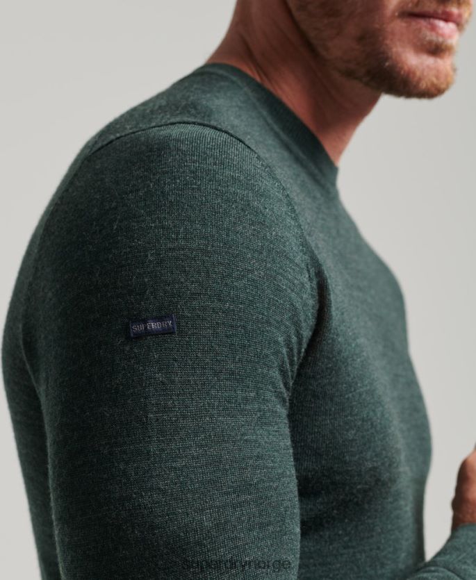 Superdry mørk grå klær 86P46D1271 merino genser med rund hals menn