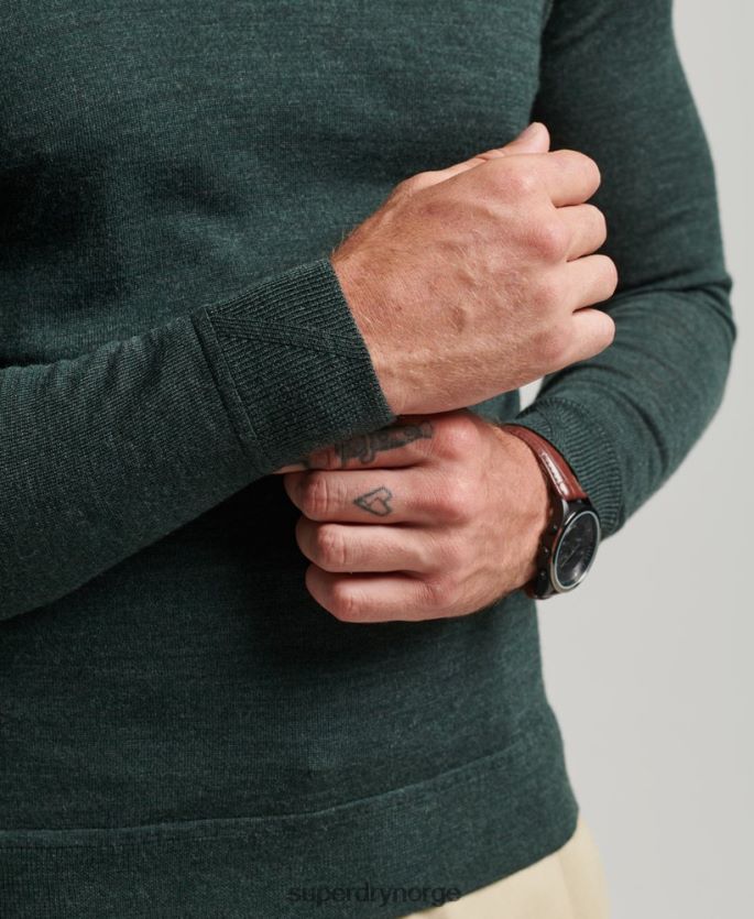 Superdry mørk grå klær 86P46D1271 merino genser med rund hals menn