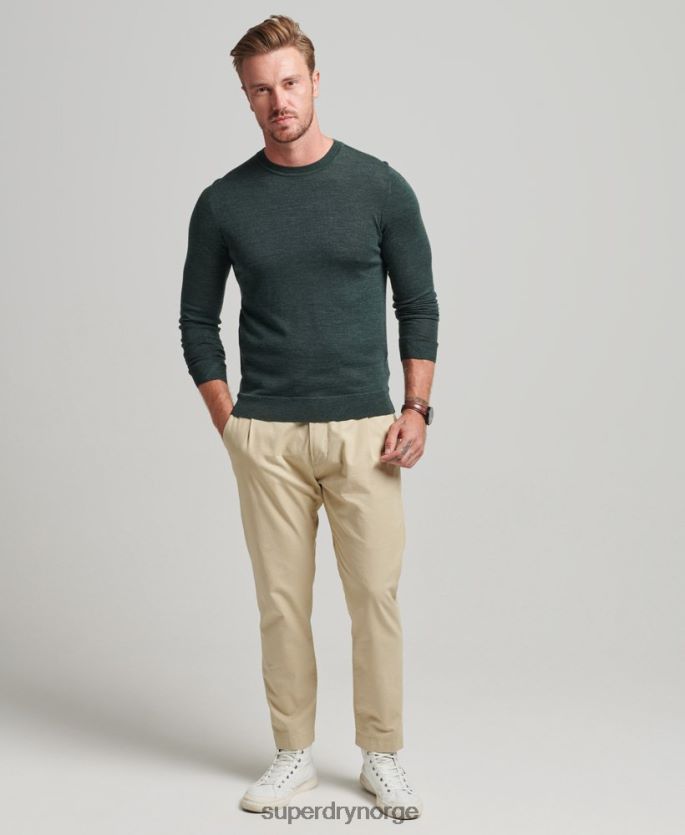 Superdry mørk grå klær 86P46D1271 merino genser med rund hals menn