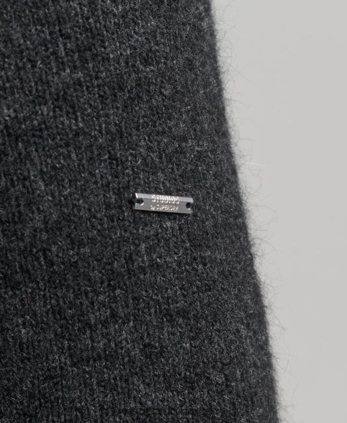 Superdry mørk grå klær 86P46D1289 alpakka chunky genser med rullehals menn