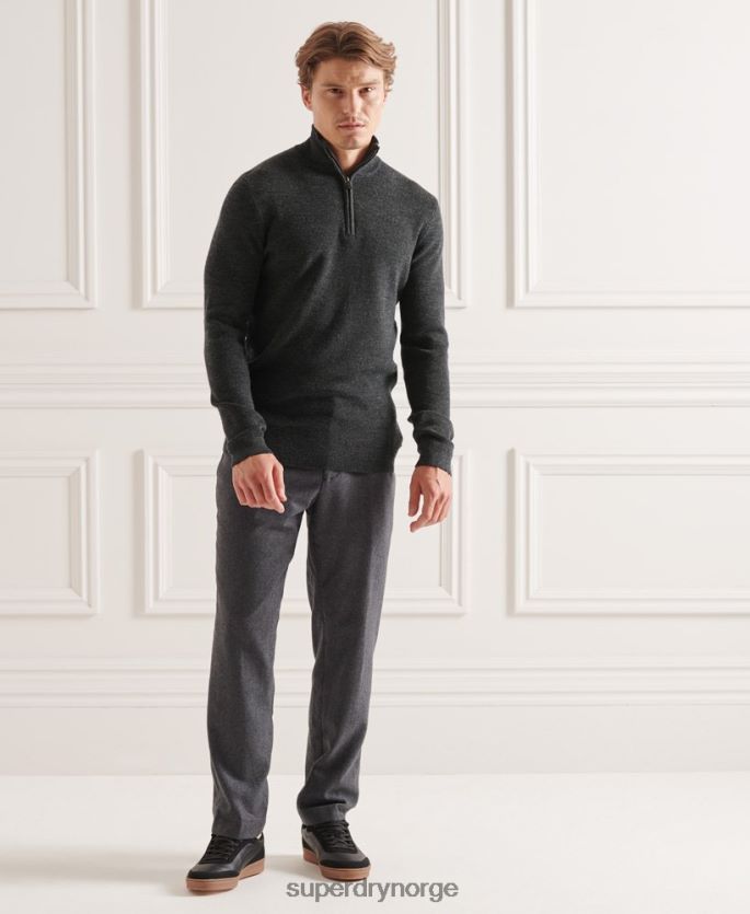 Superdry mørk grå klær 86P46D1293 studios merino henley genser menn
