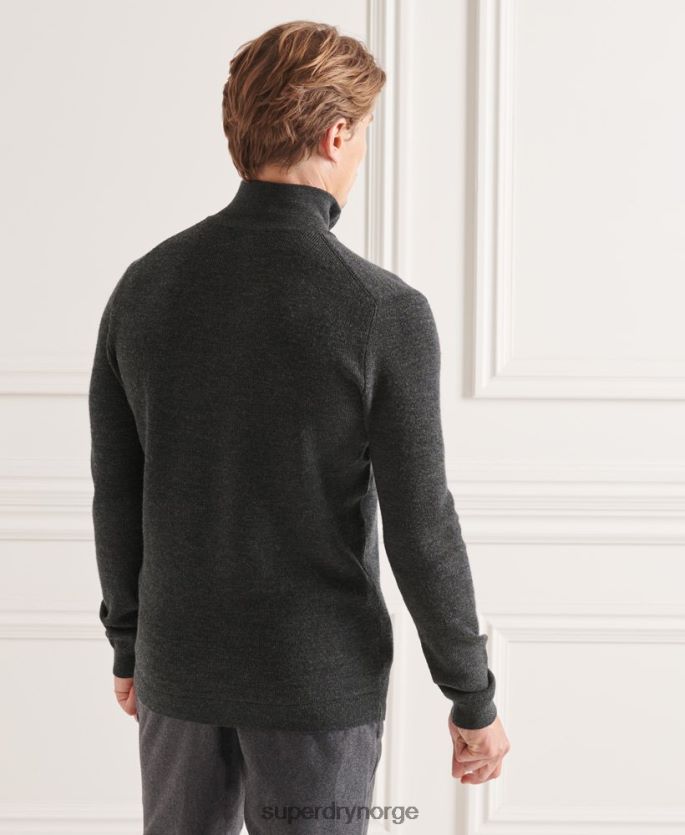 Superdry mørk grå klær 86P46D1293 studios merino henley genser menn