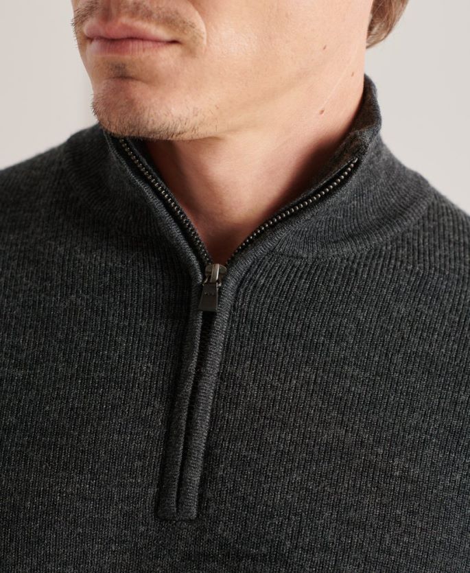 Superdry mørk grå klær 86P46D1293 studios merino henley genser menn