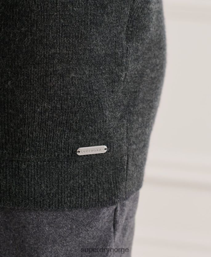 Superdry mørk grå klær 86P46D1293 studios merino henley genser menn