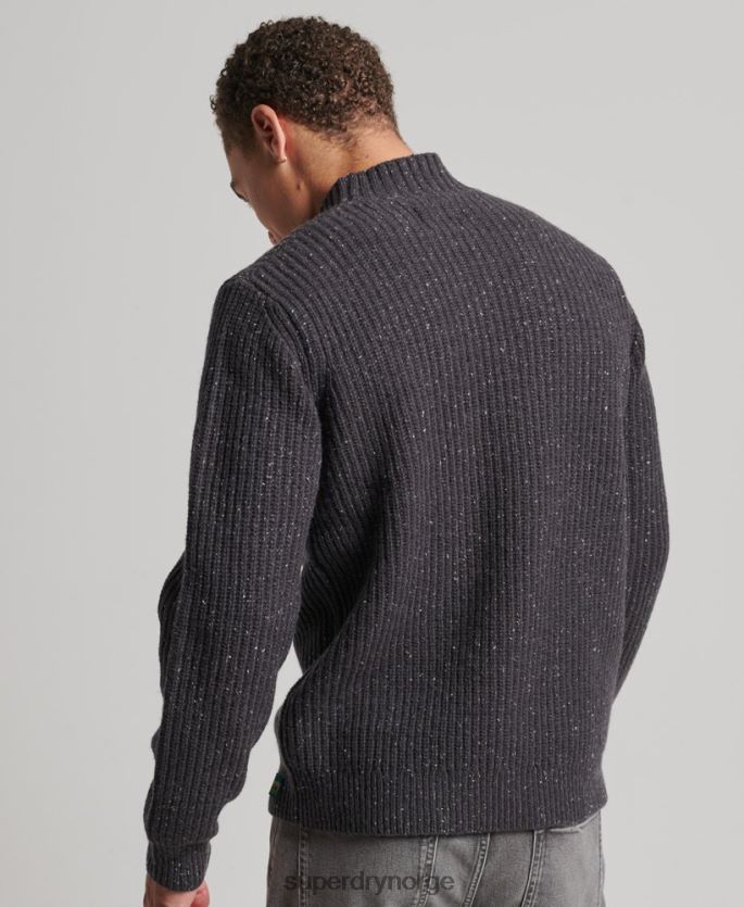 Superdry mørk grå klær 86P46D1296 genser i ullblanding i tweed menn