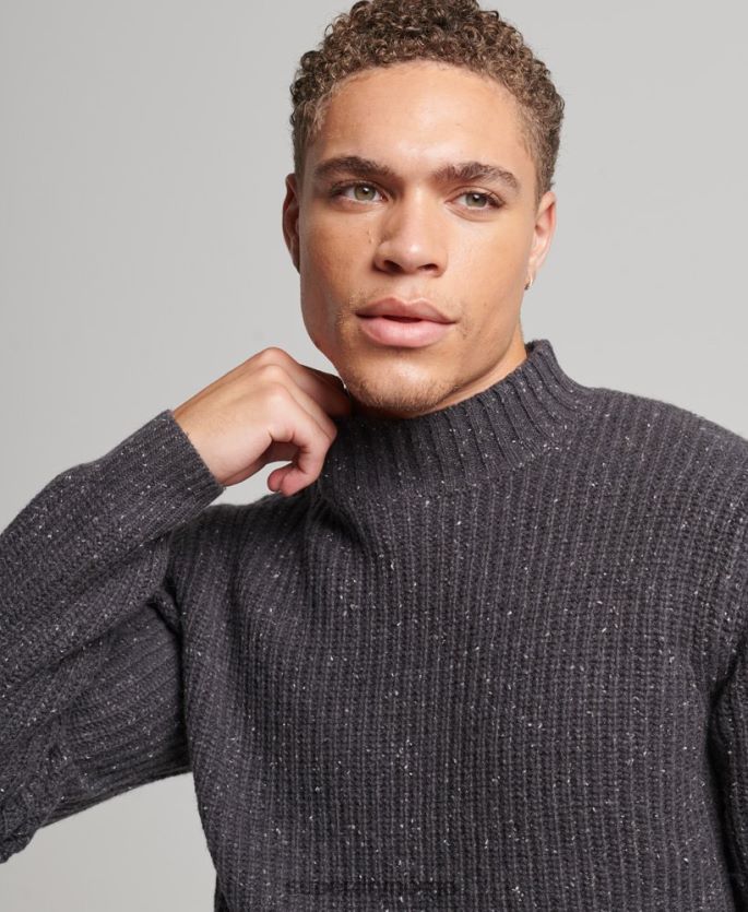Superdry mørk grå klær 86P46D1296 genser i ullblanding i tweed menn