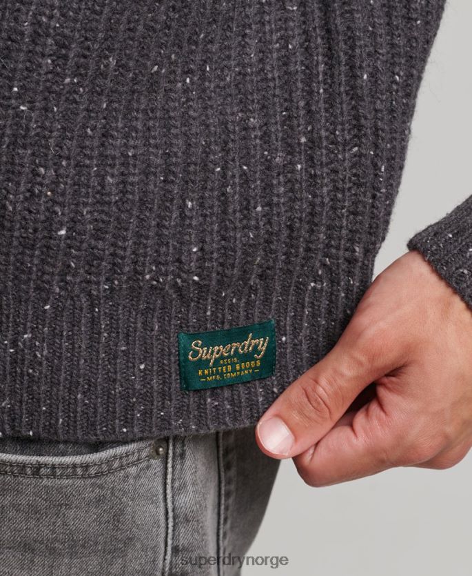 Superdry mørk grå klær 86P46D1296 genser i ullblanding i tweed menn