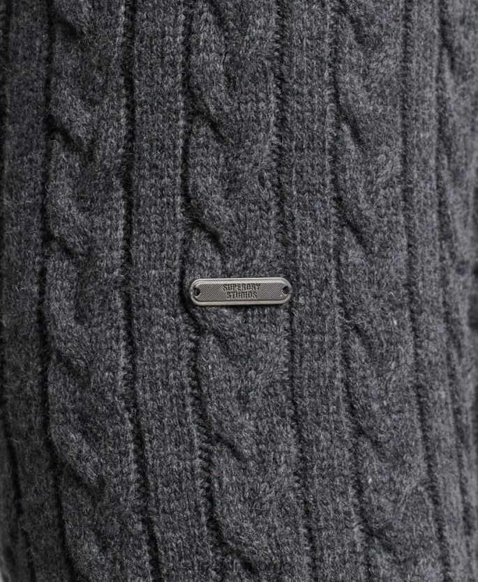 Superdry mørk grå klær 86P46D1299 genser med kabelrullhals menn