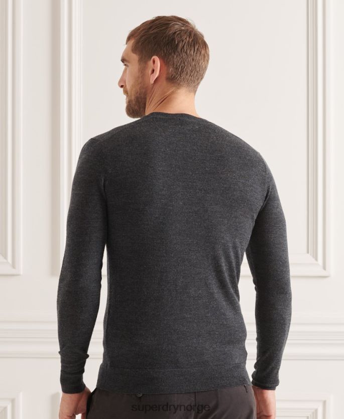 Superdry mørk grå klær 86P46D1314 studios merino crew jumper menn