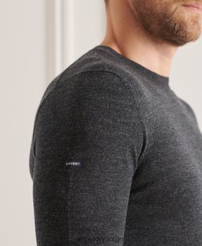 Superdry mørk grå klær 86P46D1314 studios merino crew jumper menn