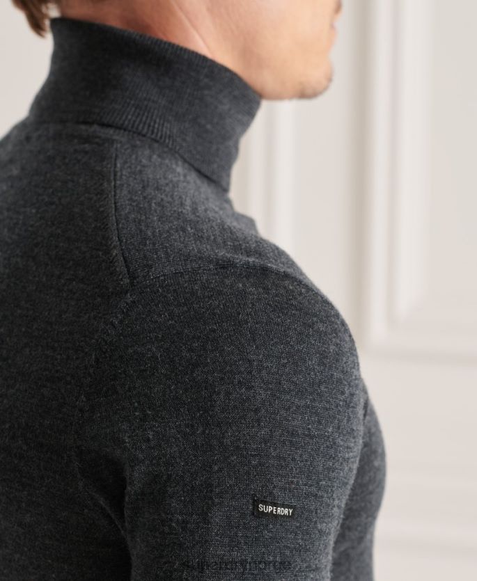 Superdry mørk grå klær 86P46D1326 studios merino genser med rullehals menn