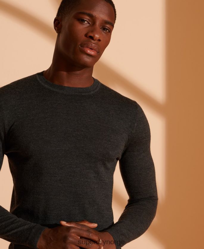 Superdry mørk grå klær 86P46D1334 merino lettvekts genser menn