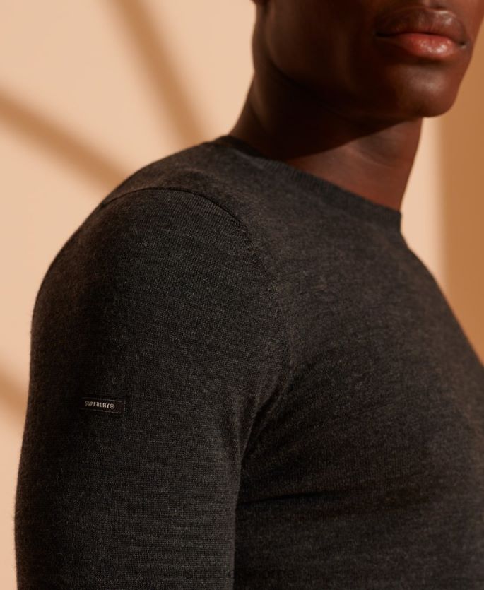 Superdry mørk grå klær 86P46D1334 merino lettvekts genser menn
