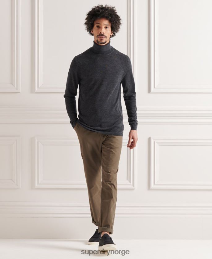 Superdry mørk grå klær 86P46D1336 merino genser med rullehals menn