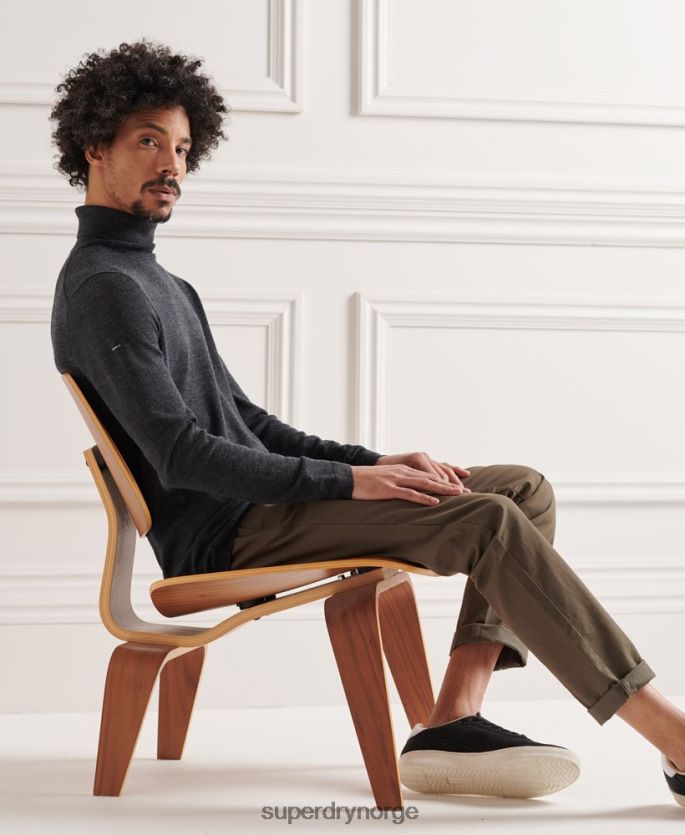Superdry mørk grå klær 86P46D1336 merino genser med rullehals menn