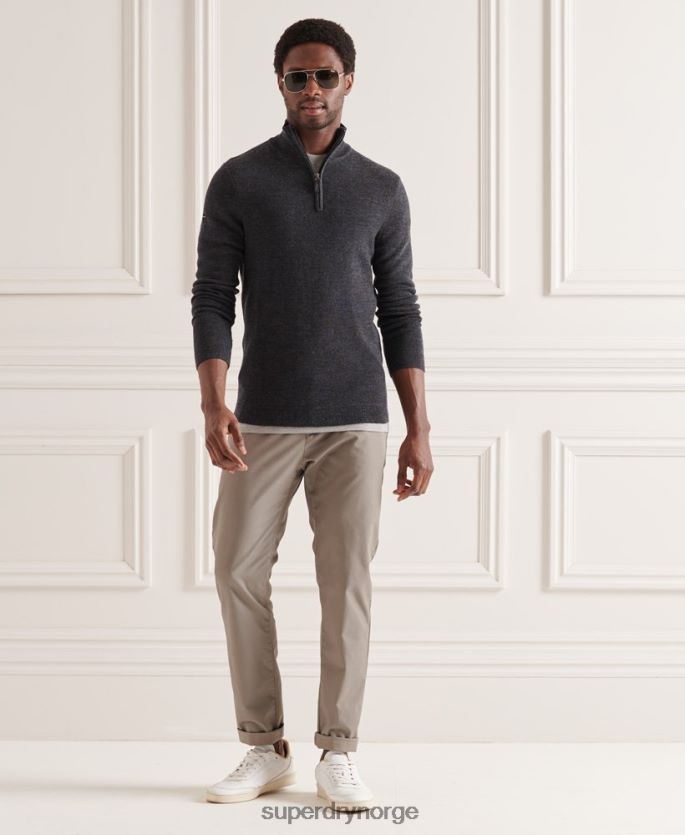 Superdry mørk grå klær 86P46D1339 merino henley genser menn