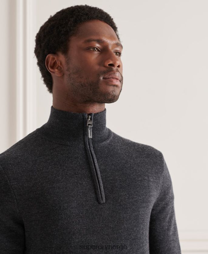 Superdry mørk grå klær 86P46D1339 merino henley genser menn