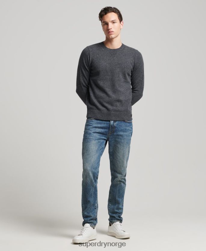 Superdry mørk grå klær 86P46D5274 crewhopper i lammeull menn