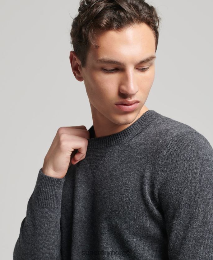 Superdry mørk grå klær 86P46D5274 crewhopper i lammeull menn