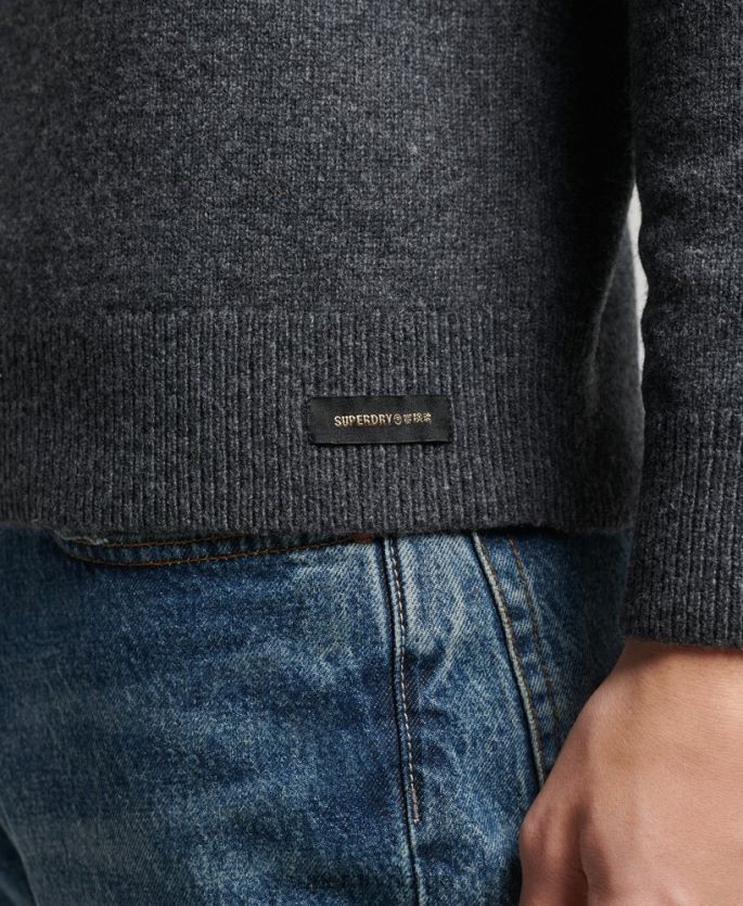 Superdry mørk grå klær 86P46D5274 crewhopper i lammeull menn