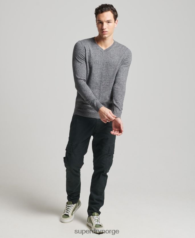 Superdry mørk grå klær 86P46D5277 vintage genser av kashmirblanding i økologisk bomull menn