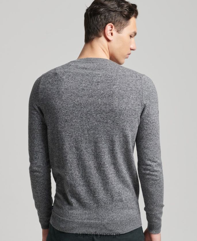 Superdry mørk grå klær 86P46D5277 vintage genser av kashmirblanding i økologisk bomull menn