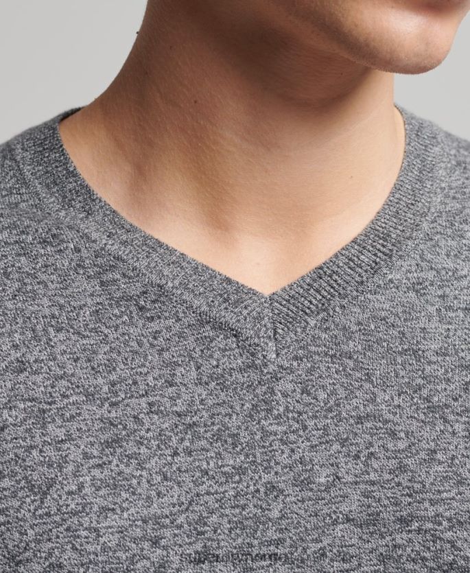 Superdry mørk grå klær 86P46D5277 vintage genser av kashmirblanding i økologisk bomull menn