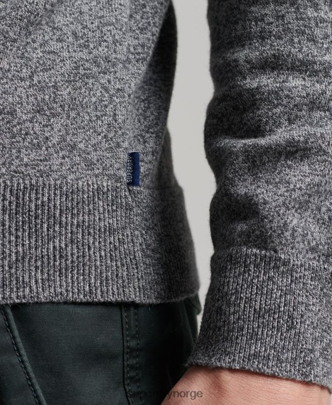 Superdry mørk grå klær 86P46D5277 vintage genser av kashmirblanding i økologisk bomull menn