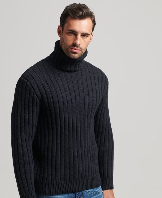 Superdry mørk grå klær 86P46D5280 genser med rullehals i merinoblanding menn