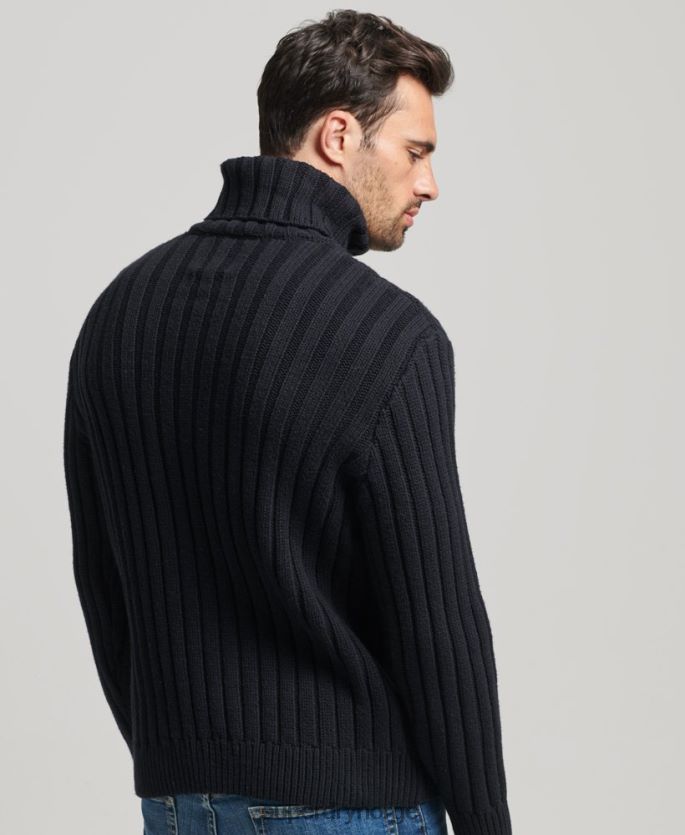 Superdry mørk grå klær 86P46D5280 genser med rullehals i merinoblanding menn