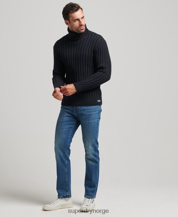 Superdry mørk grå klær 86P46D5280 genser med rullehals i merinoblanding menn