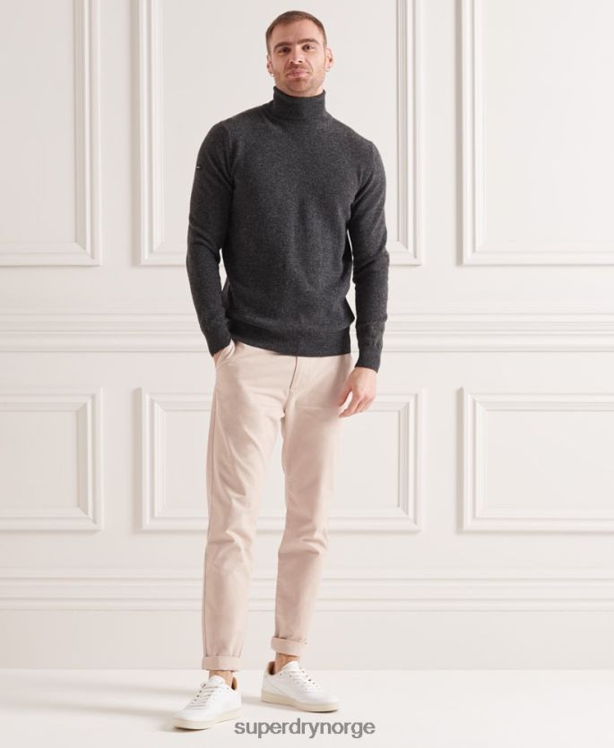 Superdry mørk grå klær 86P46D5304 genser med rullehals av lammeull menn