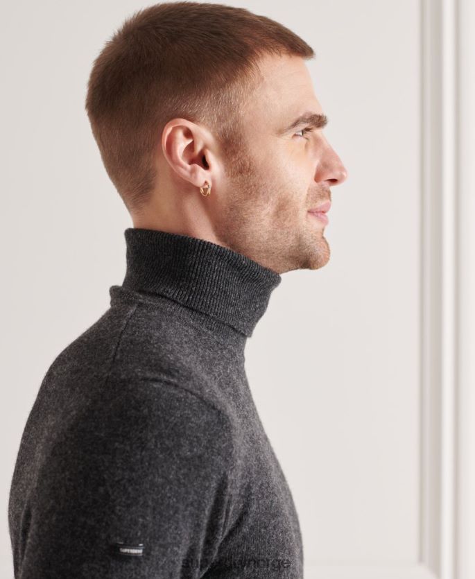 Superdry mørk grå klær 86P46D5304 genser med rullehals av lammeull menn