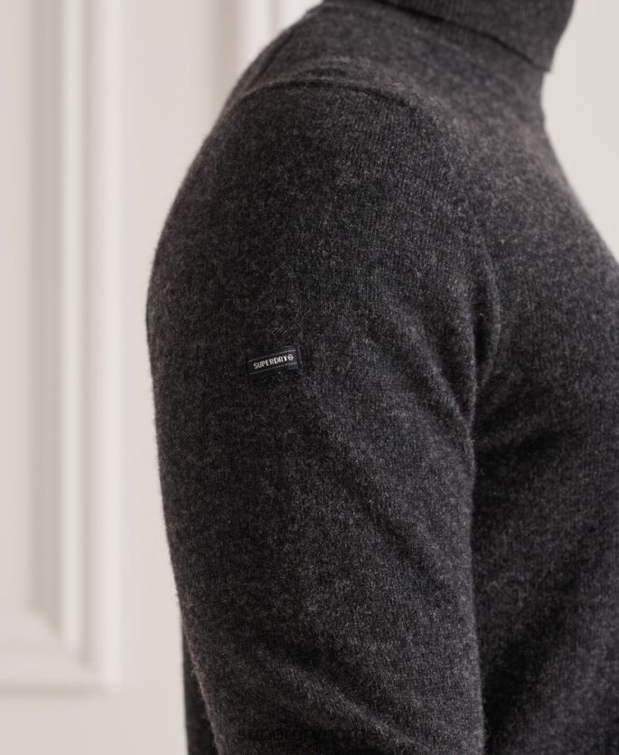 Superdry mørk grå klær 86P46D5304 genser med rullehals av lammeull menn