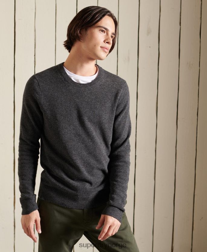 Superdry mørk grå klær 86P46D5314 lettvekts genser i lammeull menn