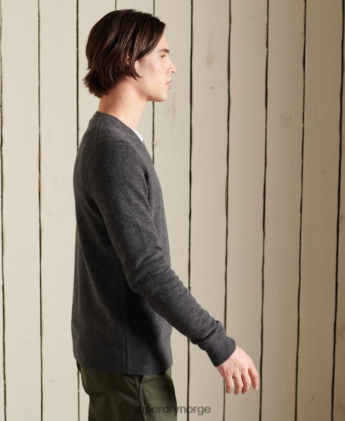 Superdry mørk grå klær 86P46D5314 lettvekts genser i lammeull menn