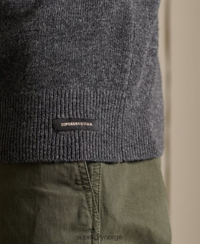 Superdry mørk grå klær 86P46D5314 lettvekts genser i lammeull menn