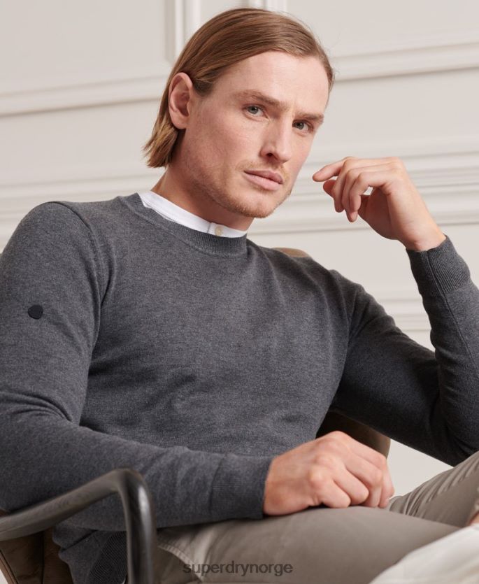 Superdry mørk grå klær 86P46D5321 strikket genser i bomull menn