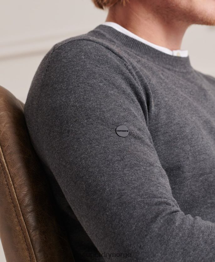 Superdry mørk grå klær 86P46D5321 strikket genser i bomull menn